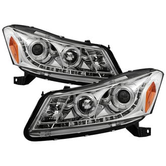 Spyder® - Signature Series Driver and Passenger Side Chrome Halo Projector Headlights with LED DRL