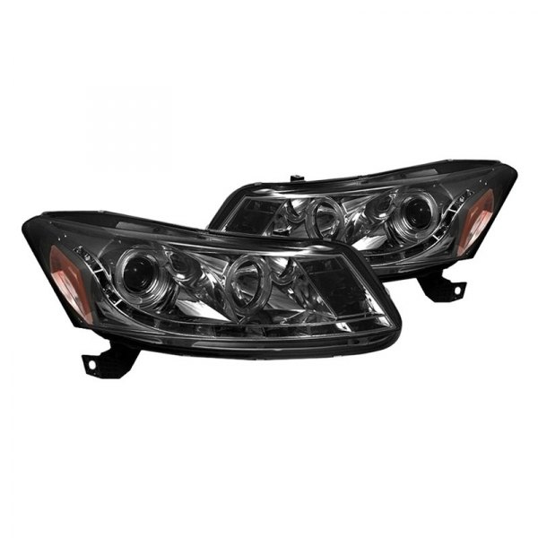 Spyder® - Chrome/Smoke Halo Projector Headlights with LED DRL, Honda Accord