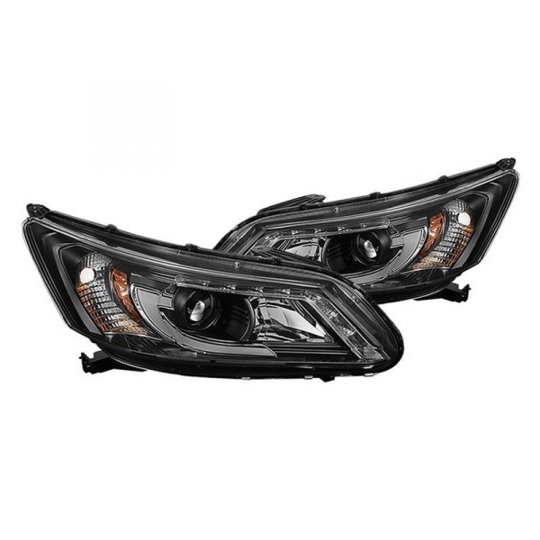 Spyder® - Black Projector Headlights with LED DRL, Honda Accord