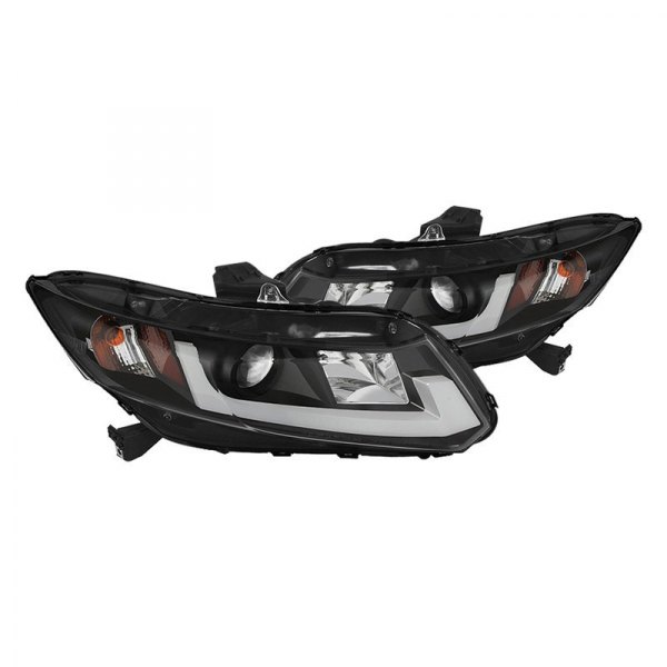 Spyder® - Black LED Light Tube Projector Headlights, Honda Civic