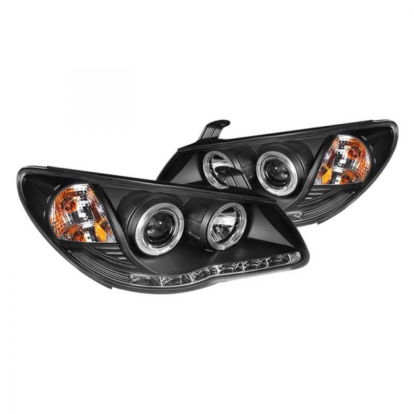 Spyder® - Black Halo Projector Headlights with Parking LEDs, Hyundai Elantra
