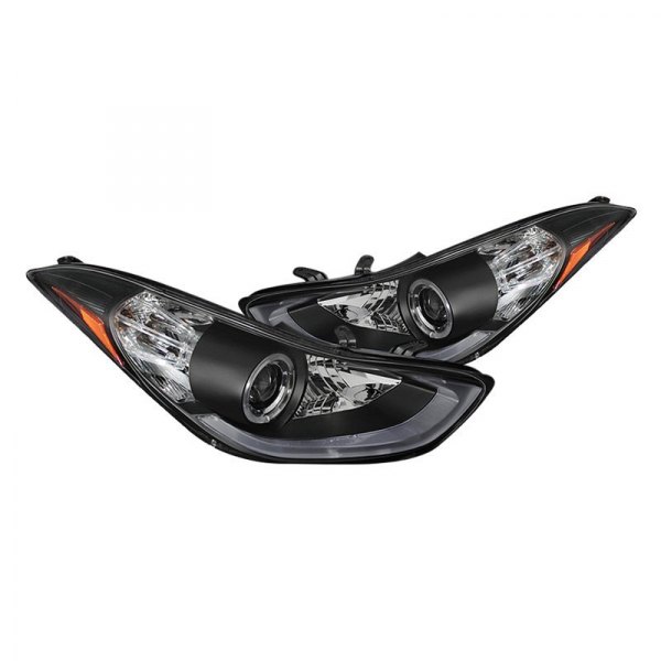Spyder® - Black LED DRL Bar Halo Projector Headlights, Hyundai Elantra