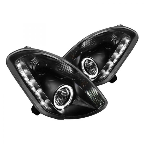 Spyder® - Black Halo Projector Headlights with Parking LEDs, Infiniti G35