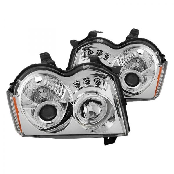 Spyder® - Chrome Halo Projector Headlights with Parking LEDs, Jeep Grand Cherokee