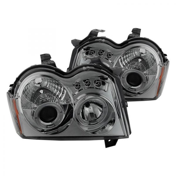 Spyder® - Chrome/Smoke Halo Projector Headlights with Parking LEDs, Jeep Grand Cherokee