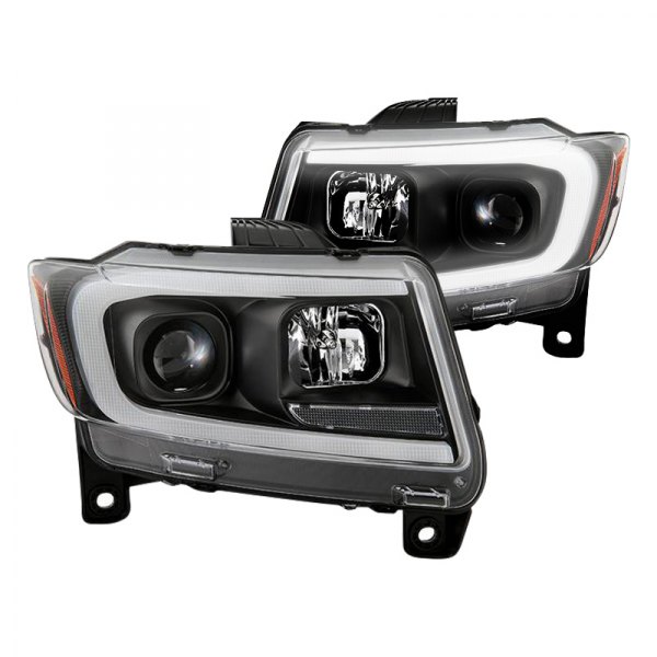 Spyder® - Black LED Light Tube Projector Headlights, Jeep Grand Cherokee