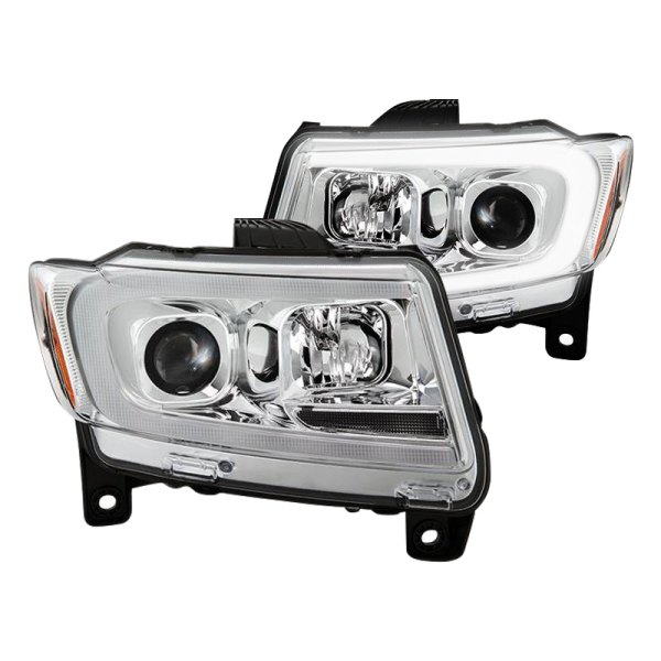 Spyder® - Chrome LED Light Tube Projector Headlights, Jeep Grand Cherokee