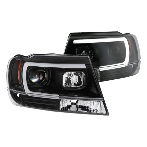 Spyder® - Black LED DRL Bar Projector Headlights, Jeep Grand Cherokee
