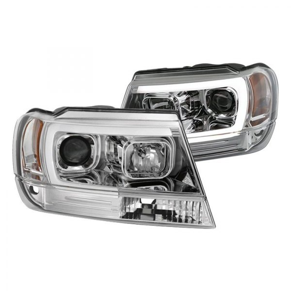 Spyder® - Chrome LED DRL Bar Projector Headlights, Jeep Grand Cherokee