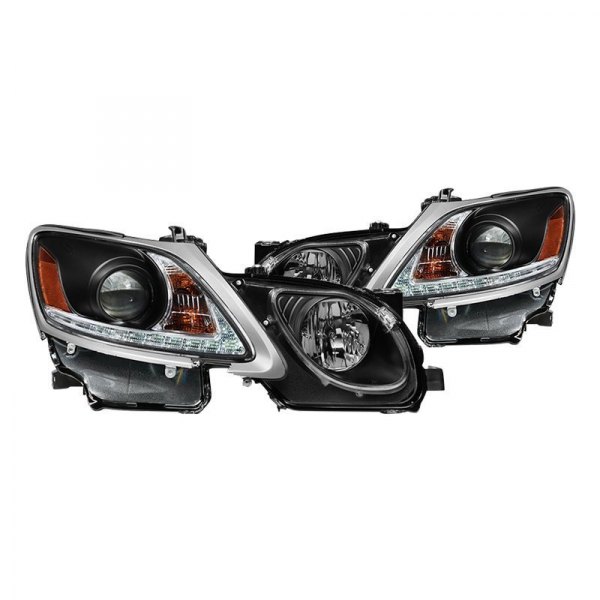 Spyder® - Black Projector Headlights with Parking LEDs, Lexus GS