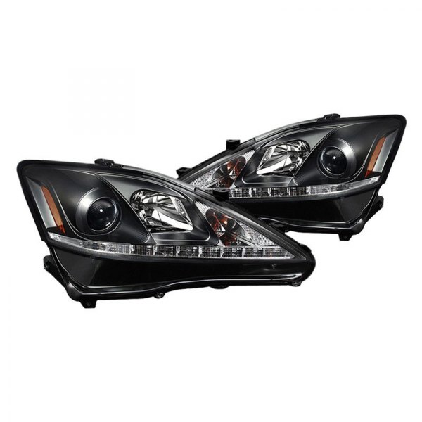Spyder® - Black Projector Headlights with Parking LEDs, Lexus IS
