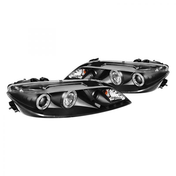 Spyder® - Black Halo Projector Headlights with Parking LEDs, Mazda 6