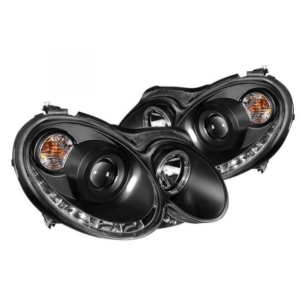 Spyder® - Black Halo Projector Headlights with Parking LEDs, Mercedes CLK Class
