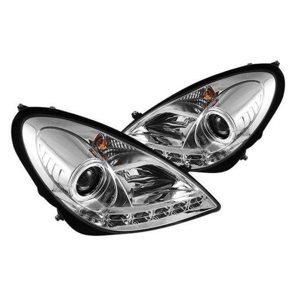 Spyder® - Chrome Projector Headlights with Parking LEDs, Mercedes SLK Class