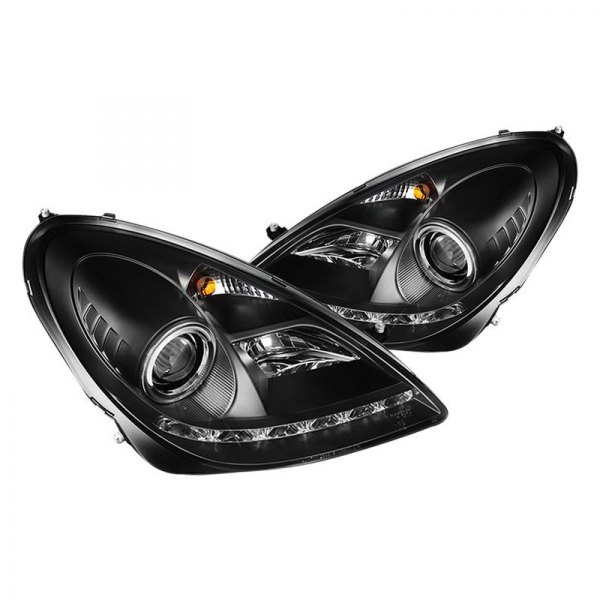 Spyder® - Black Halo Projector Headlights with Parking LEDs, Mercedes SLK Class