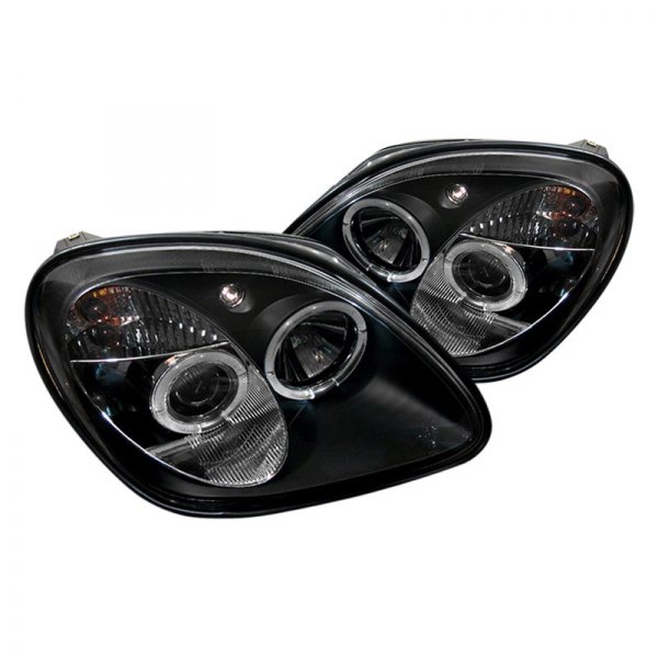 Spyder® - Black Halo Projector Headlights with Parking LEDs, Mercedes SLK Class