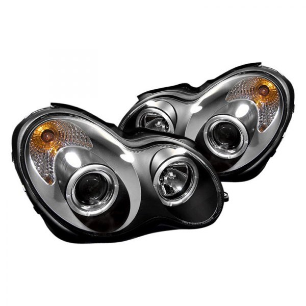 Spyder® - Black LED Halo Projector Headlights, Mercedes C Class