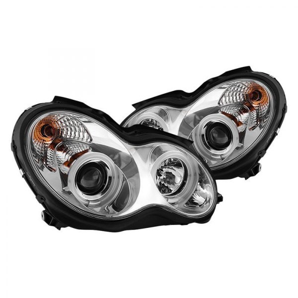 Spyder® - Chrome LED Halo Projector Headlights, Mercedes C Class