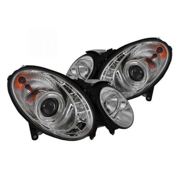 Spyder® - Chrome Projector Headlights with Parking LEDs, Mercedes E Class