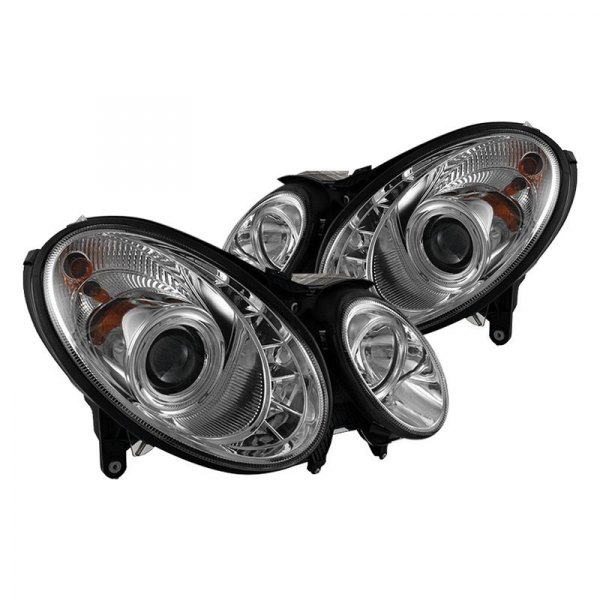 Spyder® - Chrome Projector Headlights with Parking LEDs, Mercedes E Class