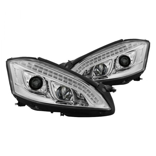 Spyder® - Chrome Projector Headlights with LED DRL and Turn Signal, Mercedes S Class