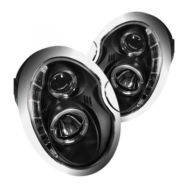 Spyder® - Black Halo Projector Headlights with Parking LEDs, Mini Cooper