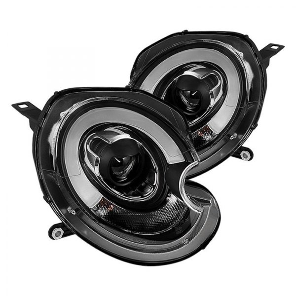 Spyder® - Black LED DRL Bar Projector Headlights, Mini Cooper