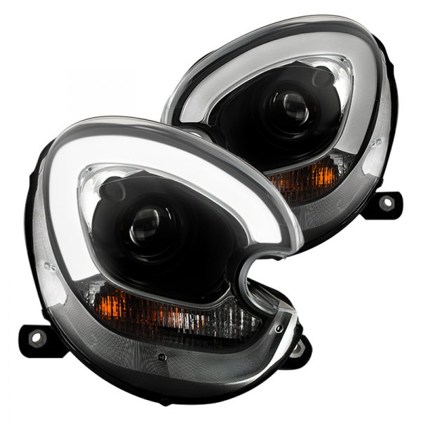 Spyder® - Black LED Light Tube Projector Headlights, Mini Countryman