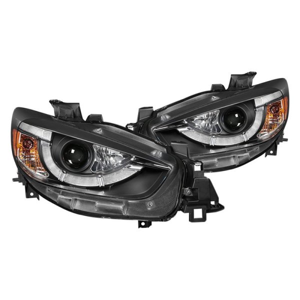 Spyder® - Black LED Light Tube Projector Headlights, Mazda CX-5