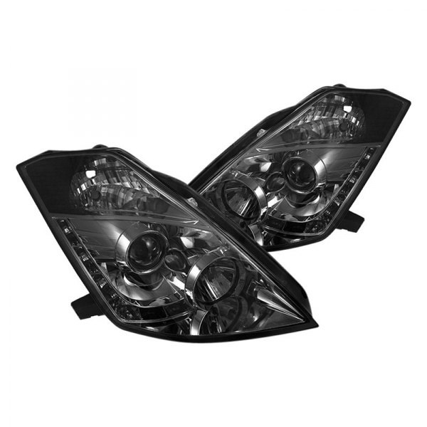 Spyder® - Chrome/Smoke Projector Headlights with Parking LEDs, Nissan 350Z