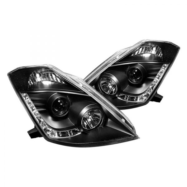 Spyder® - Black Projector Headlights with Parking LEDs, Nissan 350Z