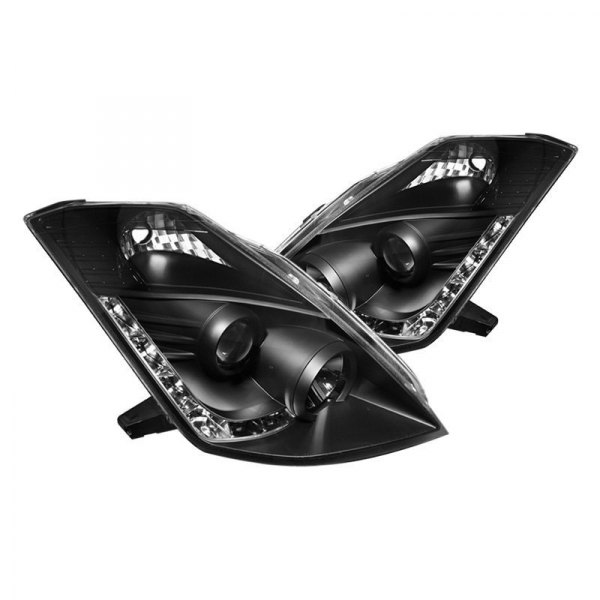 Spyder® - Black Projector Headlights with Parking LEDs, Nissan 350Z