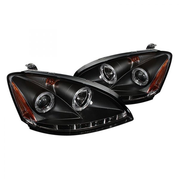 Spyder® - Black Halo Projector Headlights with Parking LEDs, Nissan Altima