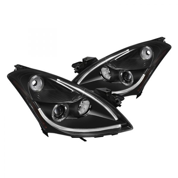 Spyder® - Black LED Light Tube Halo Projector Headlights, Nissan Altima
