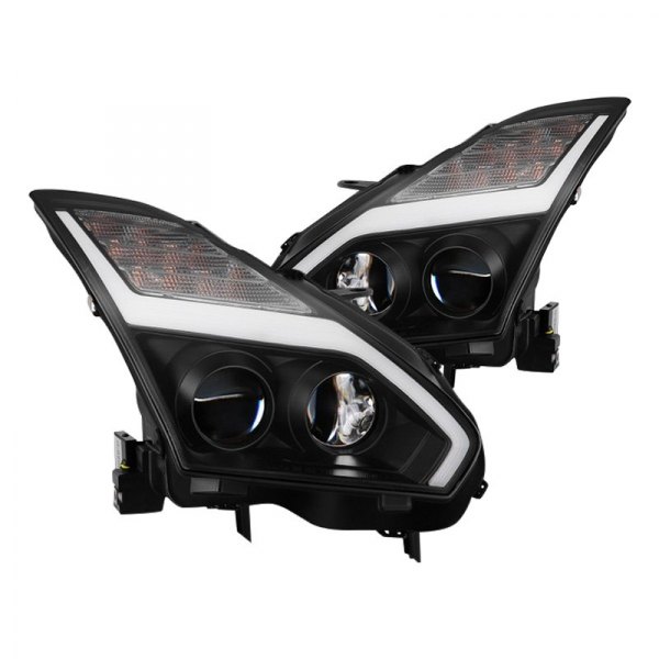 Spyder® - Black Sequential LED DRL Bar Projector Headlights, Nissan GT-R
