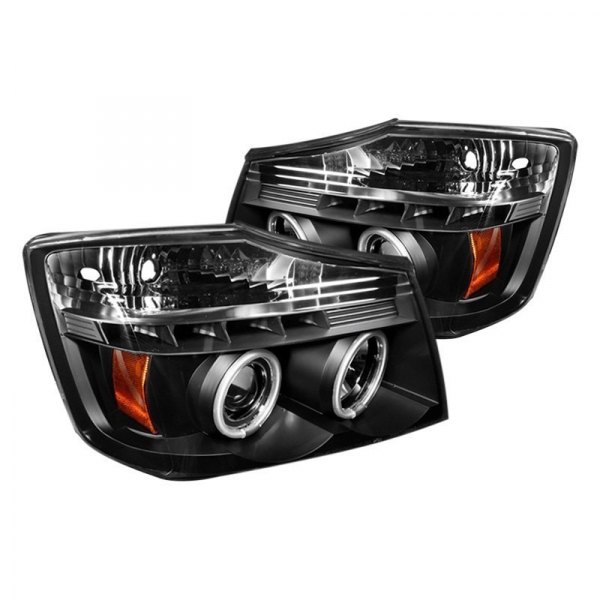 Spyder® - Black CCFL Halo Projector Headlights with Parking LEDs, Nissan Titan