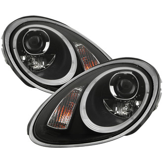 Spyder® - Signature Series Driver and Passenger Side Black LED DRL Bar Projector Headlights