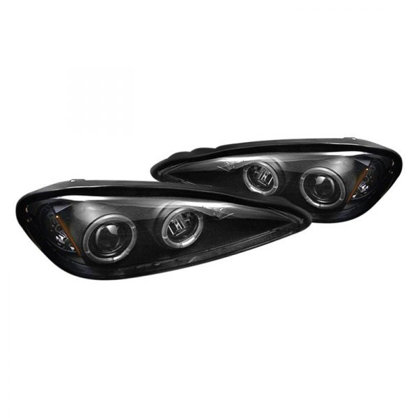 Spyder® - Black Halo Projector Headlights with Parking LEDs, Pontiac Grand Am