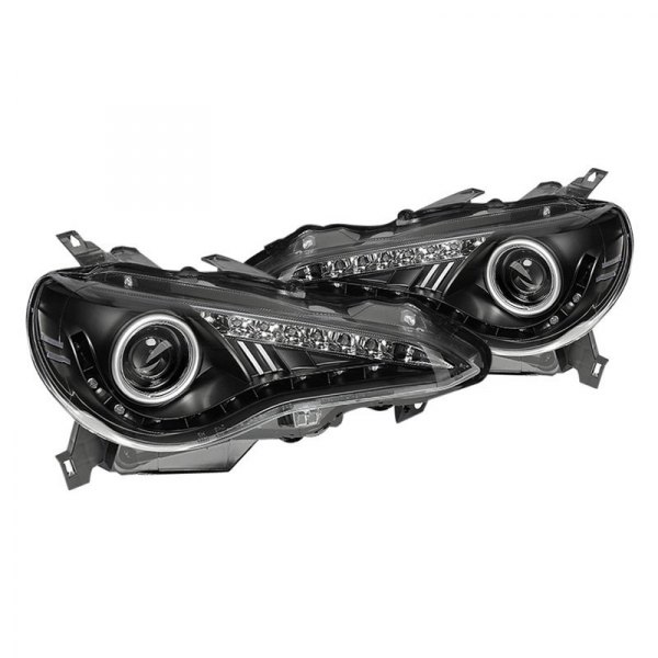 Spyder® - Black Halo Projector Headlights with LED DRL and Turn Signal, Subaru BRZ