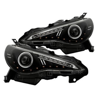Spyder® - Signature Series Driver and Passenger Side Black Halo Projector Headlights with LED DRL and Turn Signal
