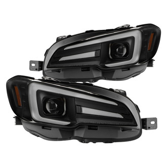 Spyder® - Driver and Passenger Side Black LED DRL Bar Projector LED Headlights with LED DRL