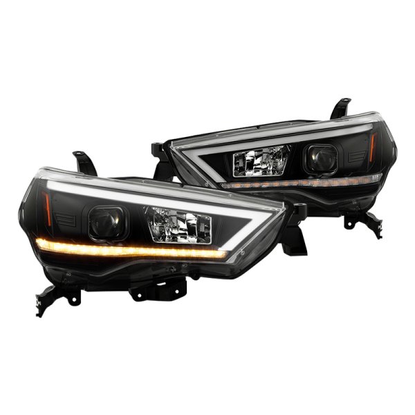 Spyder® - Black LED Light Tube Projector Headlights with Sequential Turn Signal