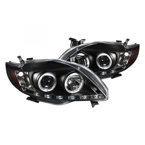 Spyder® - Black Halo Projector Headlights with LED DRL, Toyota Corolla