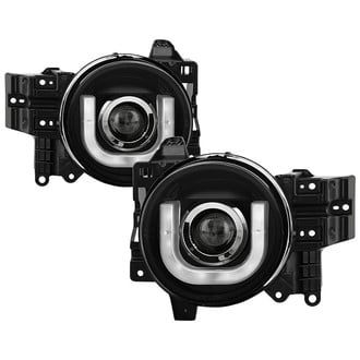 Spyder® - Signature Series Driver and Passenger Side Black 3D LED Light Tube Projector Headlights