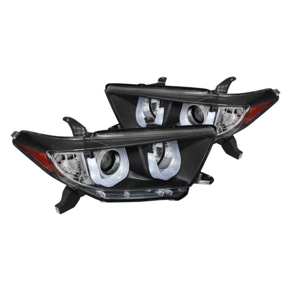 Spyder® - Black 3D LED Light Tube Projector Headlights, Toyota Highlander