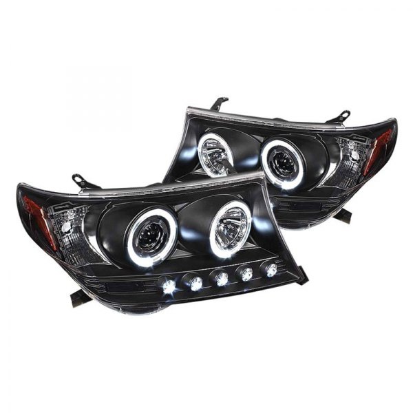 Spyder® - Black Halo Projector Headlights with LED DRL, Toyota Land Cruiser