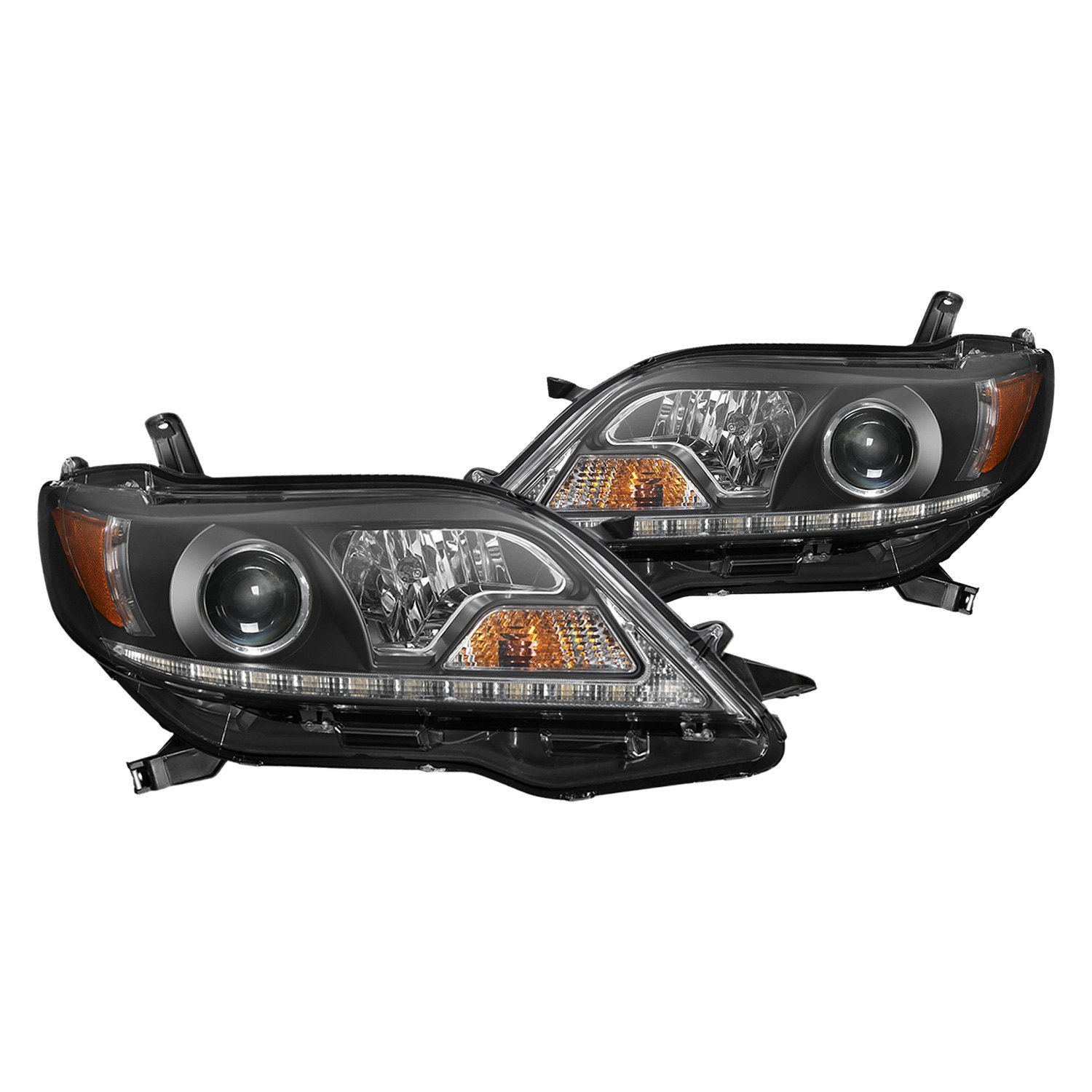 Spyder® Toyota Sienna SE with Factory Halogen Headlights 2011 Black  Headlights with LED DRL