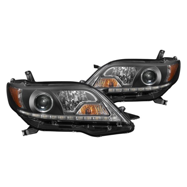 Spyder® - Black Projector Headlights with LED DRL, Toyota Sienna
