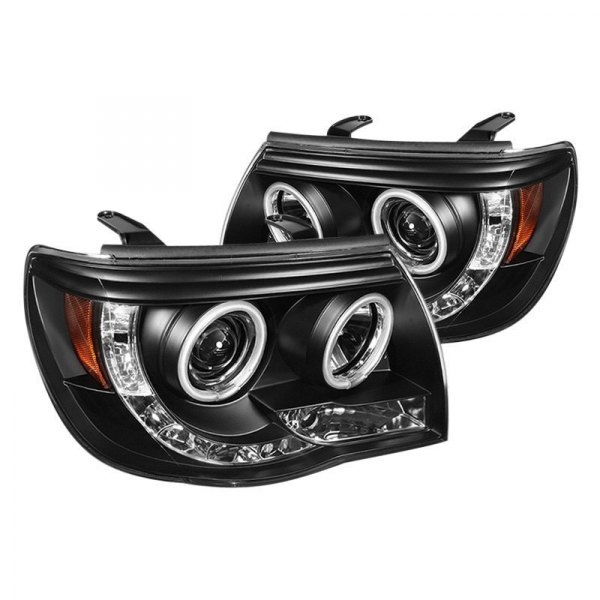Spyder® - Black CCFL Halo Projector Headlights with Parking LEDs, Toyota Tacoma