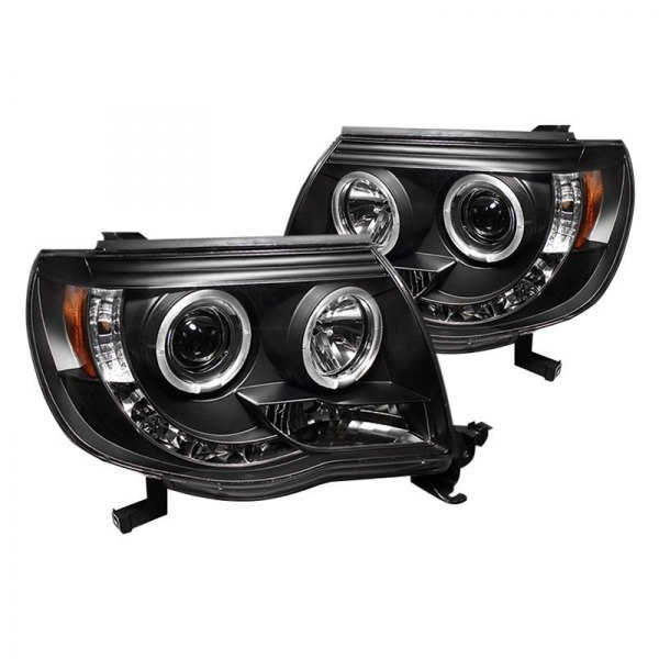 Spyder® - Black Halo Projector Headlights with Parking LEDs, Toyota Tacoma